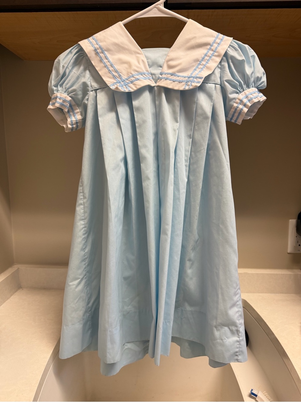 Jayne Copeland Light Blue and White Sailor-Style dress